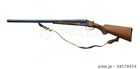 double-barreled shotgun on white background double-barreled shotgun on white background 38578454