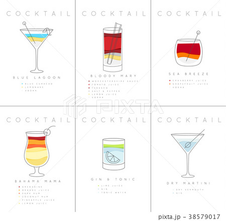 Poster cocktails Blue Lagoon 38579017