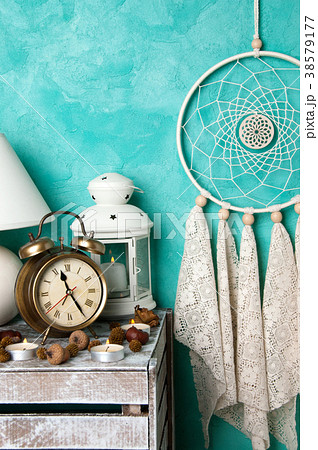 Bedroom decor on aquamarine 38579177