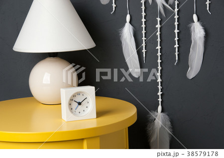 White dream catcher on gray 38579178