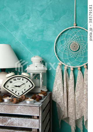 Bedroom decor on aquamarine 38579181