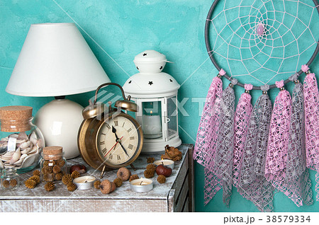 Bedroom decor on aquamarine 38579334