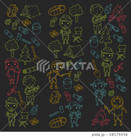 Camping. Summer vacation. Boys and girls 38579356