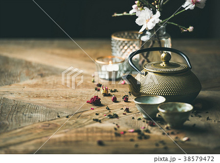 Traditional Asian tea ceremony arrangement over 38579472