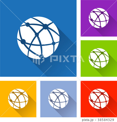 globe icons with long shadow 38584329
