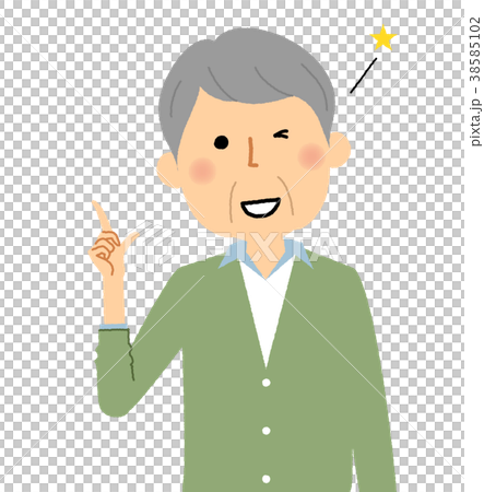 シニア男性　おじいちゃん　指をさす 38585102