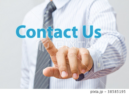 businessman present word contact us businessman present word contact us 38585195