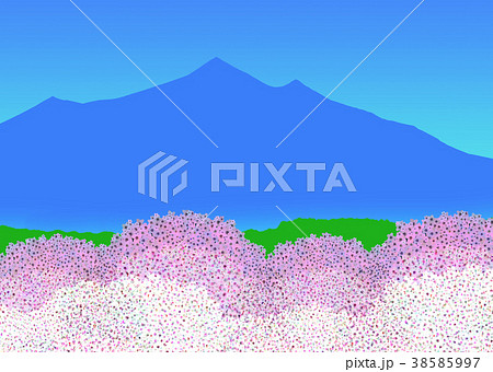 桜と筑波山のイラスト素材