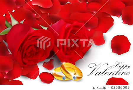 Red roses with golden ring on white background Red roses with golden ring on white background 38586095