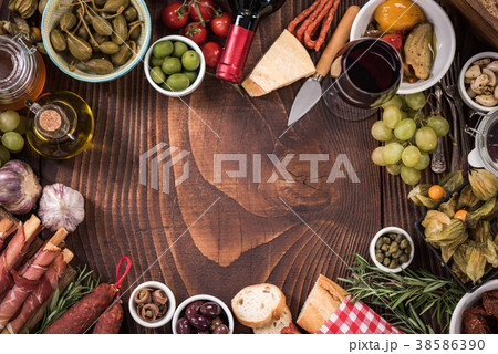 Spanish tapas food border frame Spanish tapas food border frame 38586390