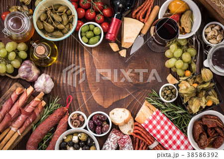 Spanish tapas food border frame 38586392