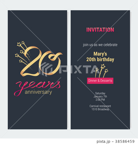 20 years anniversary invitation card vector 38586459