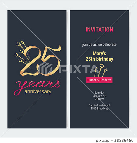 25 years anniversary invitation card vector 38586466