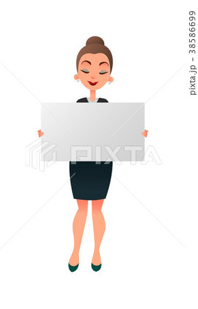 Woman manager or teacher holding a white board 38586699