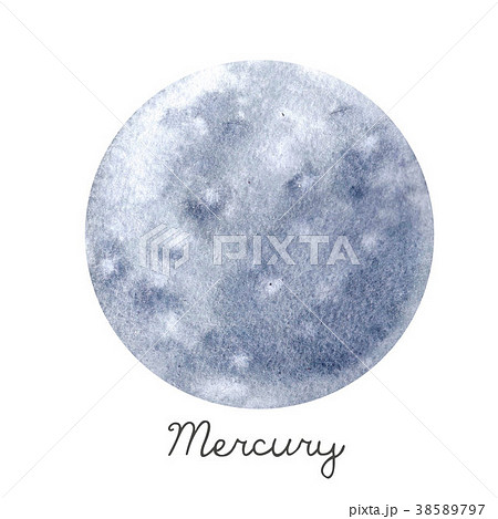 Watercolor Mercury Planet Illustrationのイラスト素材