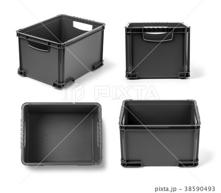 black plastic box isolated 38590493