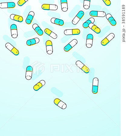 Colorful capsules falling background. Colorful capsules falling background. 38591189