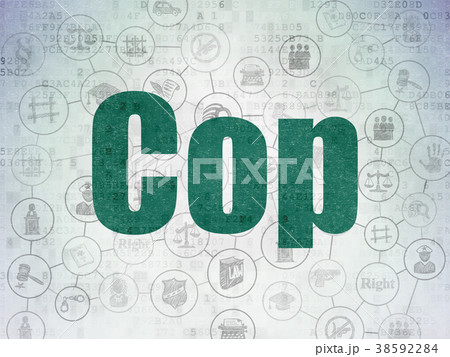 Law concept: Cop on Digital Data Paper background 38592284