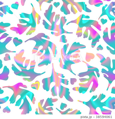 Cool illustration with holographic leaf. Creative Cool illustration with holographic leaf. Creative 38594061