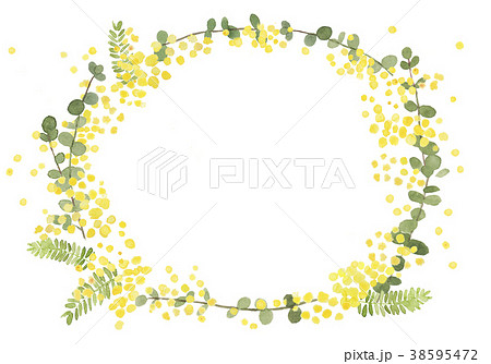 Mimosa Wreath Watercolor Illustration Stock Illustration