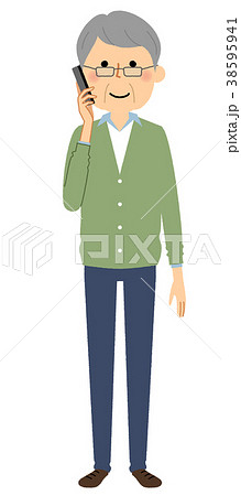 シニア男性　おじいちゃん　スマホ 38595941