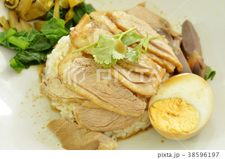 boiled duck meat slice dressing brown sauce boiled duck meat slice dressing brown sauce 38596197