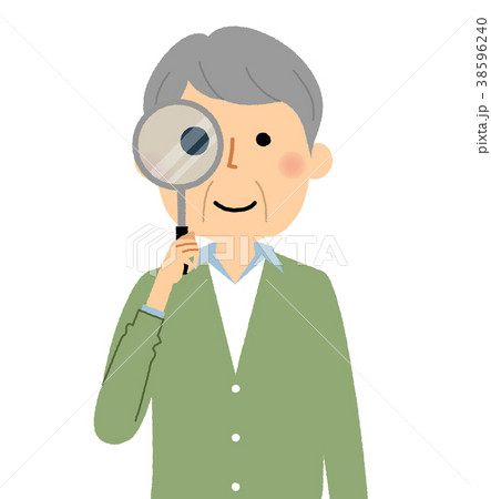 シニア男性 おじいちゃん 虫眼鏡 シニア男性 おじいちゃん 虫眼鏡 38596240