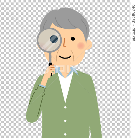 シニア男性 おじいちゃん 虫眼鏡 シニア男性 おじいちゃん 虫眼鏡 38596240