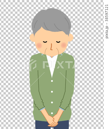 シニア男性　おじいちゃん　おじぎ 38597121