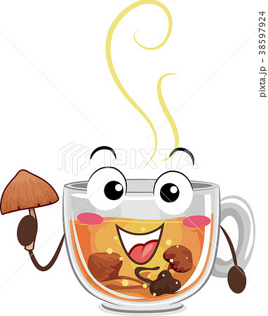 Psychedelic Mushroom Tea Mascot Illustration Psychedelic Mushroom Tea Mascot Illustration 38597924