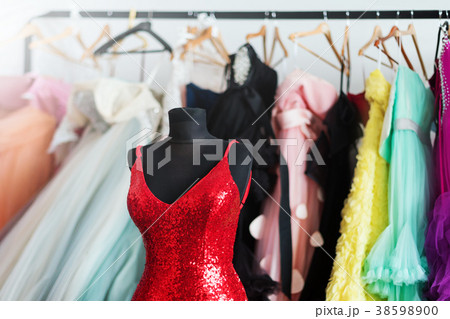 Many ladies evening gown long dresses on hanger in Many ladies evening gown long dresses on hanger in 38598900