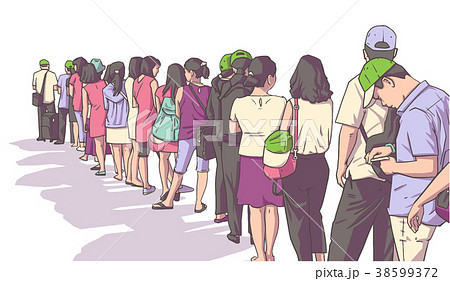 Illustration of crowd of people standing in line 38599372