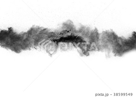 Black powder explosion against white background Black powder explosion against white background 38599549