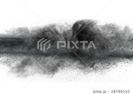 Black powder explosion against white background Black powder explosion against white background 38599550