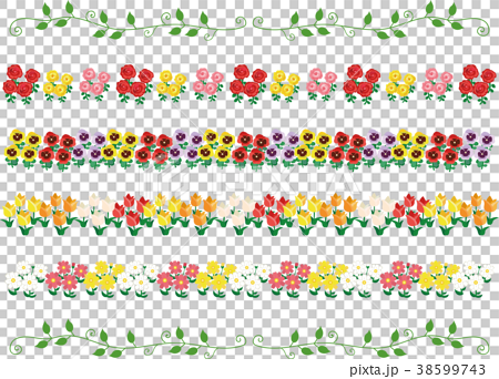 春の花 罫線 ラインセットのイラスト素材