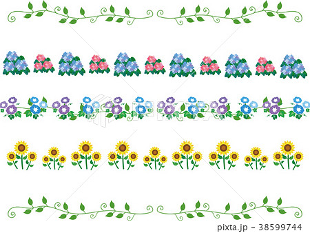 夏の花 罫線 ラインセットのイラスト素材
