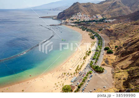 Aerial view on famous beach of las Teresitas beach 38599990