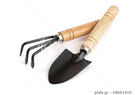 garden tools isolated on white background closeup garden tools isolated on white background closeup 38601910