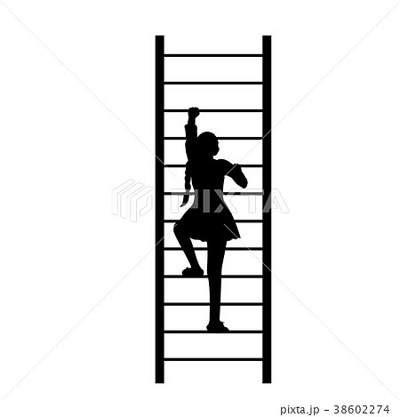 Silhouette Girl Up Climbing Stairのイラスト素材