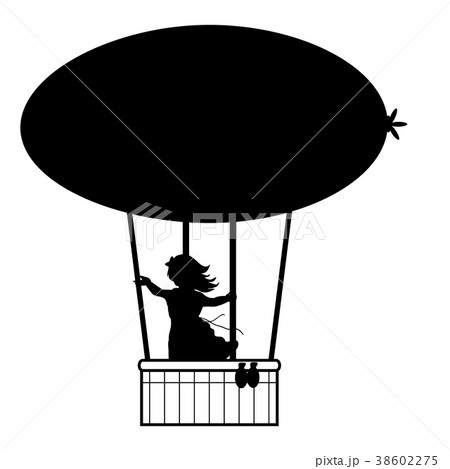 Silhouette girl flies up air balloon 38602275