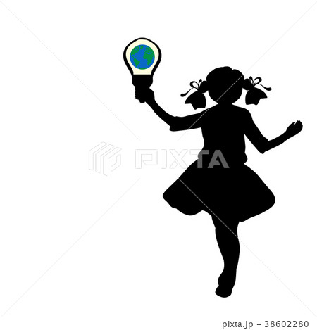 Silhouette girl holds symbol Earth Hour 38602280