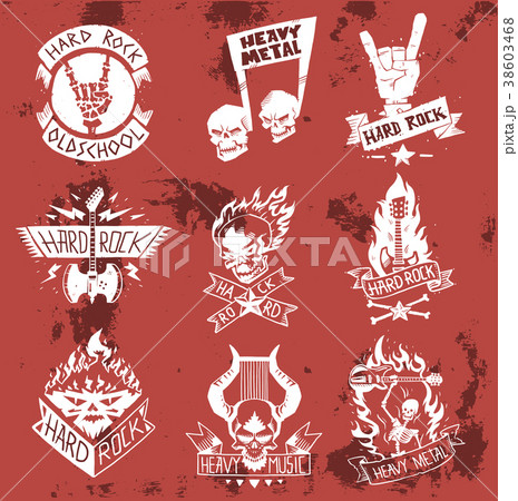 Heavy rock music vector badge vintage label with 38603468