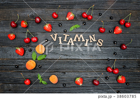 Inscription Vitamins and fruits Inscription Vitamins and fruits 38603785