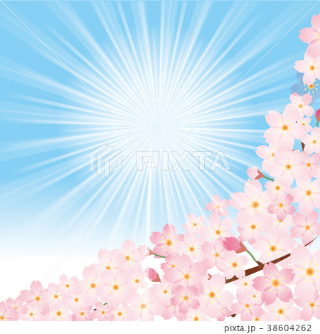 桜のイラスト 太陽の日差しと春のイメージの背景画像 桜の木 ソメイヨシノのイラスト素材