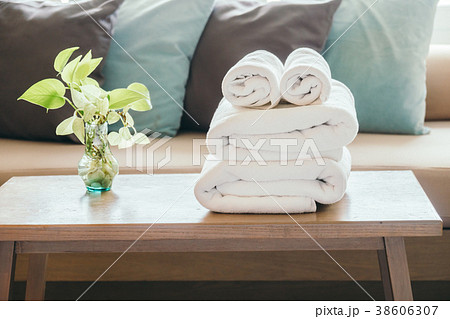 Stack of Towel on table Stack of Towel on table 38606307