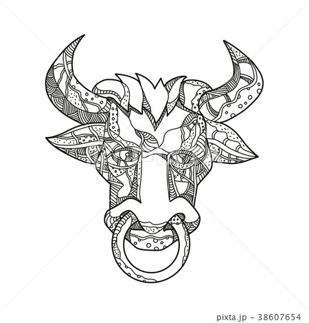 Pinzgauer Bull Head Front Doodle Art 38607654