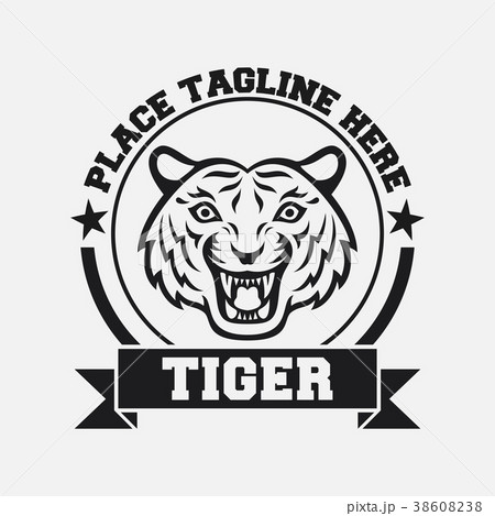 Mascot of black tiger's head on white background 38608238