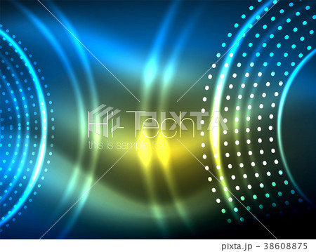 Magic neon circle shape abstract background, shiny 38608875