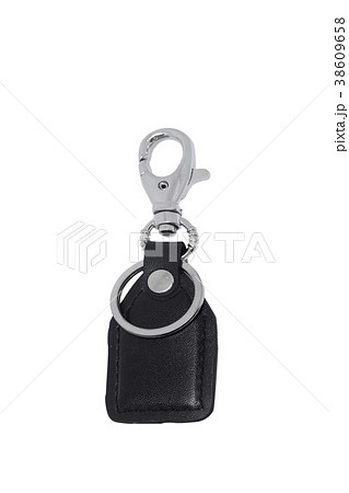 Blank leather key chain isolated on white. 38609658