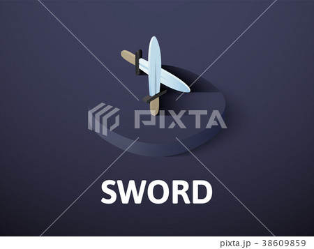 Sword isometric icon, isolated on color background 38609859